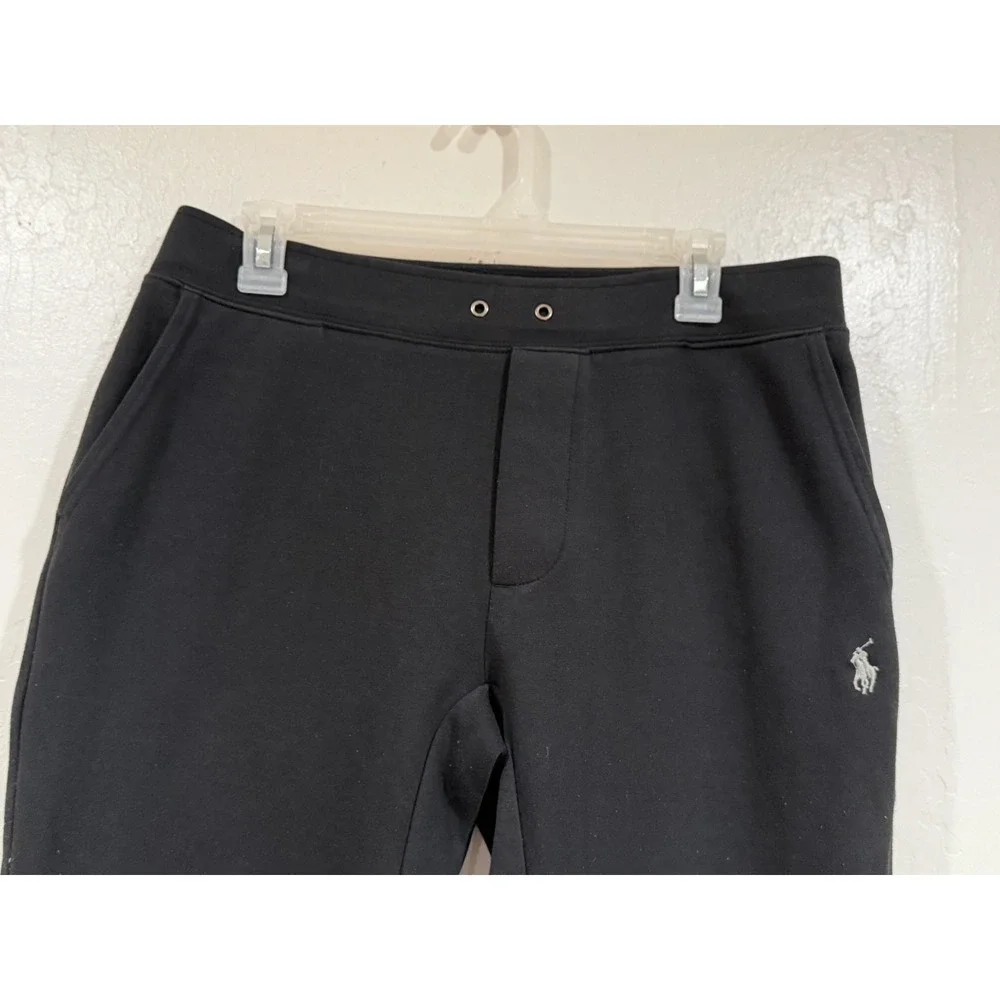 Polo Ralph Lauren Mens Double-Knit Jogger Pants Black Tapered Sweatpants Medium